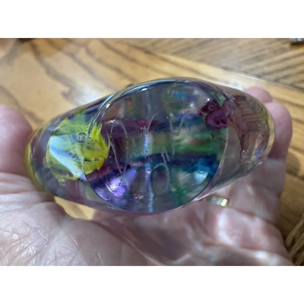Donna Gordon Studio Art Glass Standing Heart Paperweight Multicolor NodRog